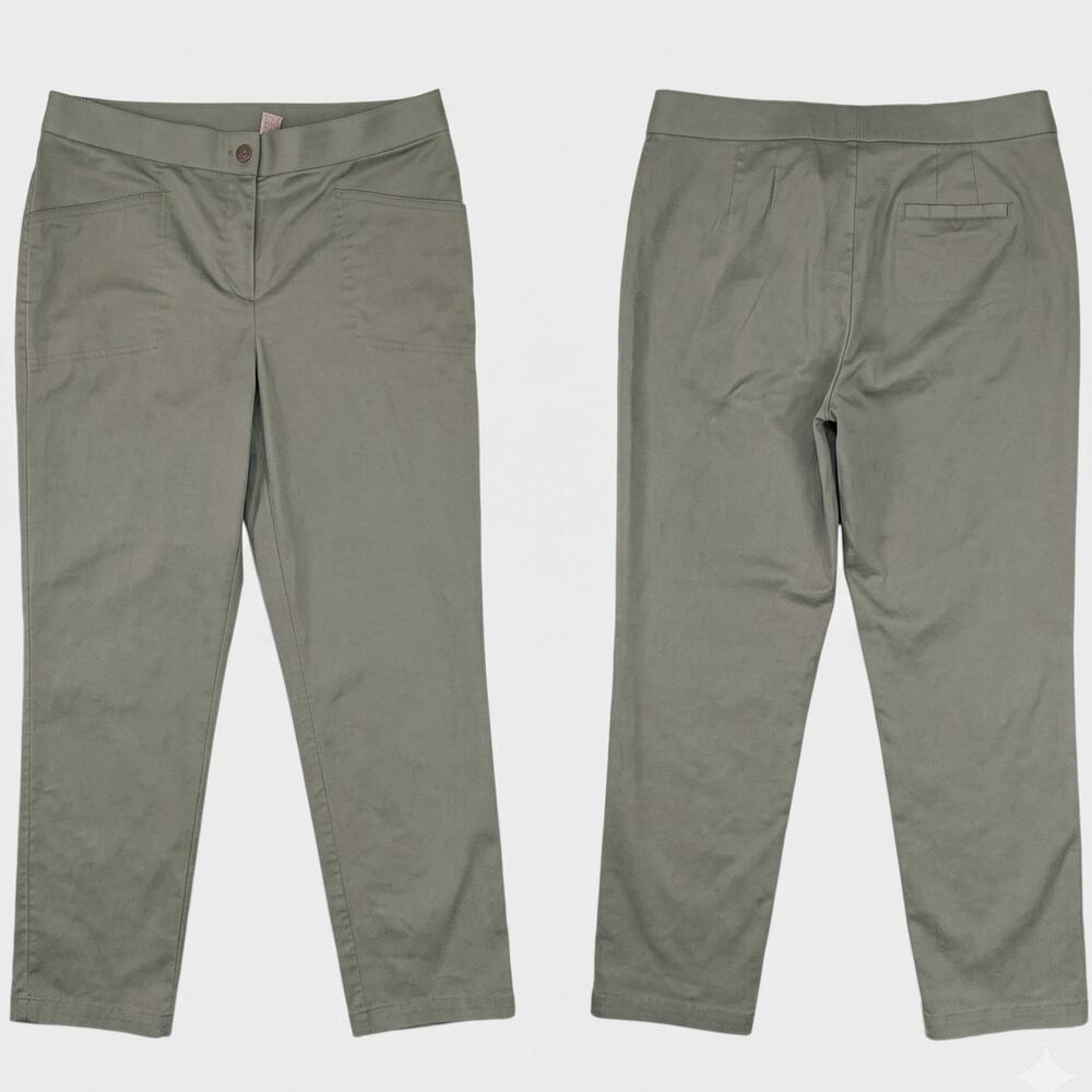 Weekends by Chico's Size 1 US Medium 8 Gray Green Cotton Poly Spandex Pants